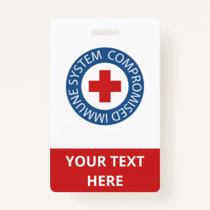 Cross Red Blue Compromised Immune System ID Badge