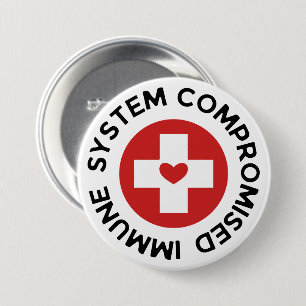 Cross Red Heart Compromised Immune System 7.5 Cm Round Badge