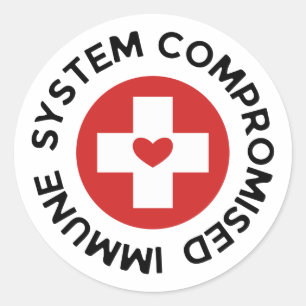 Cross Red Heart Compromised Immune System Classic Round Sticker