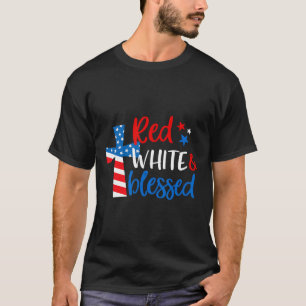Cross Red White & Blessed 4th Of July Men Wome T-Shirt