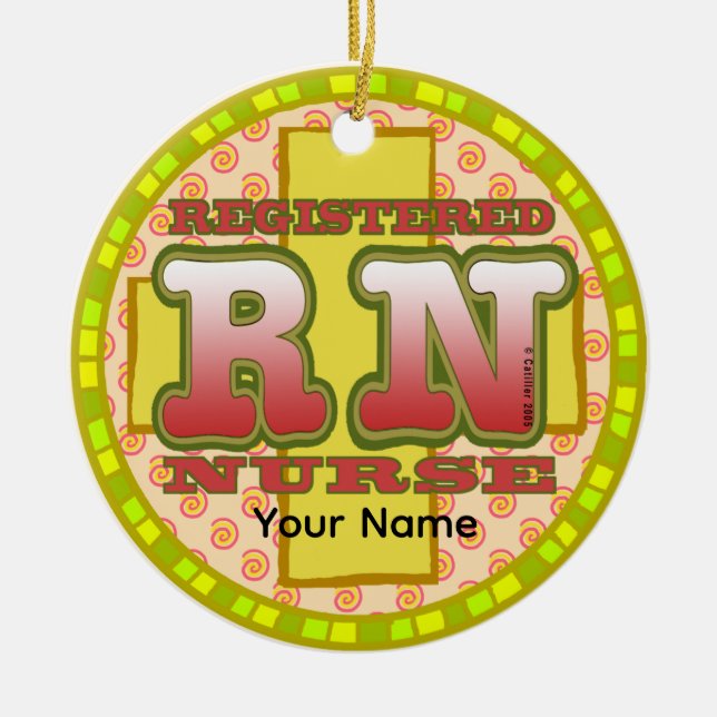 Cross RN Nurse Ceramic Tree Decoration (Front)