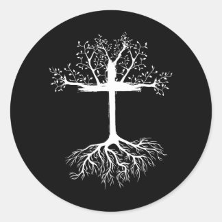 Cross Roots Jesus Classic Round Sticker