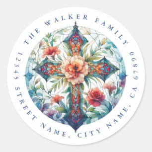 Cross Round Stickers