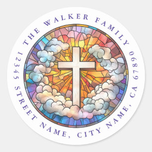 Cross Round Stickers