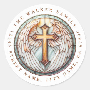 Cross Round Stickers