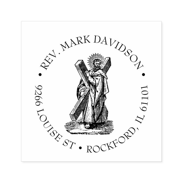 Cross Saint St Andrew the Apostle Catholic Rubber Stamp (Imprint)