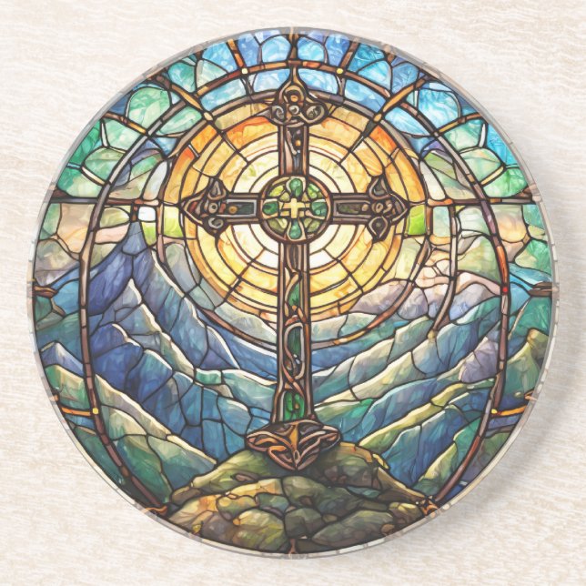 Cross Sandstone Coaster (Front)