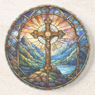 Cross Sandstone Coaster