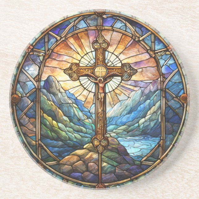 Cross Sandstone Coaster (Front)