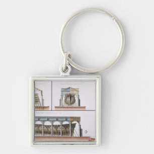 Cross-section and elevation of a ship, 1776 key ring