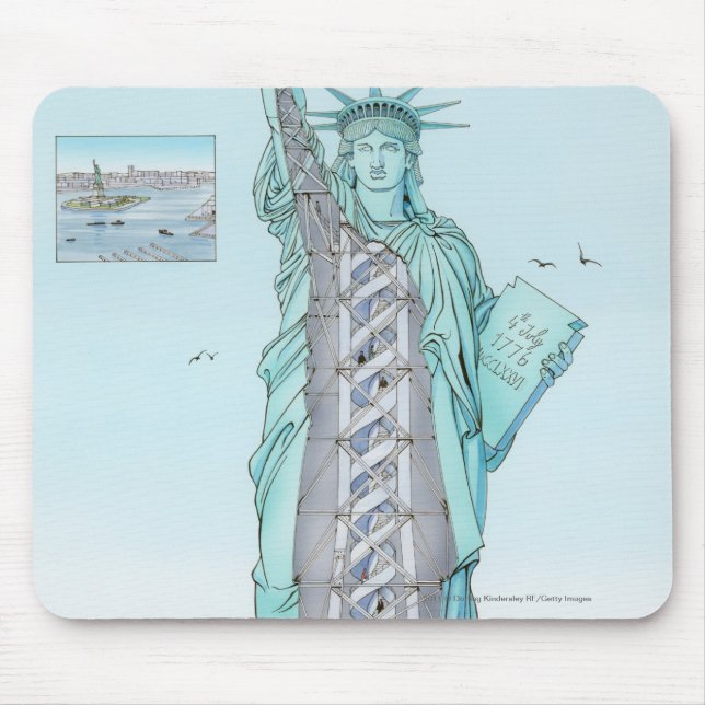 Cross section illustration of Statue of Liberty Mouse Mat (Front)