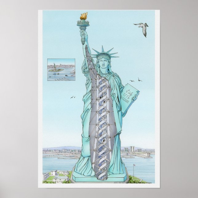 Cross section illustration of Statue of Liberty Poster (Front)