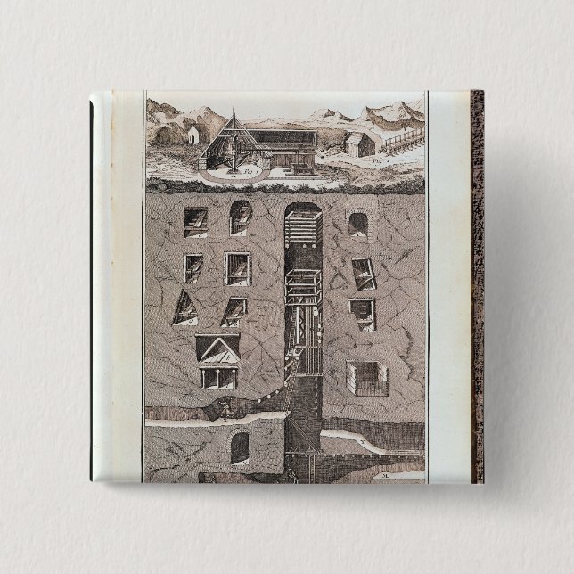 Cross-section of a mine 15 cm square badge (Front)