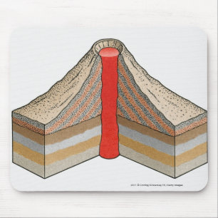 Cross-section of an ash-cinder volcano mouse mat