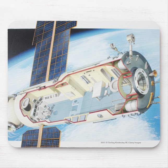 Cross section of solar powered space station mouse mat (Front)