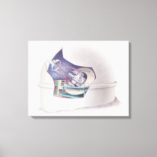 Cross section of telescope inside an observatory canvas print (Front)
