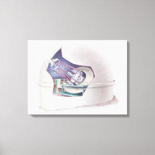 Cross section of telescope inside an observatory canvas print