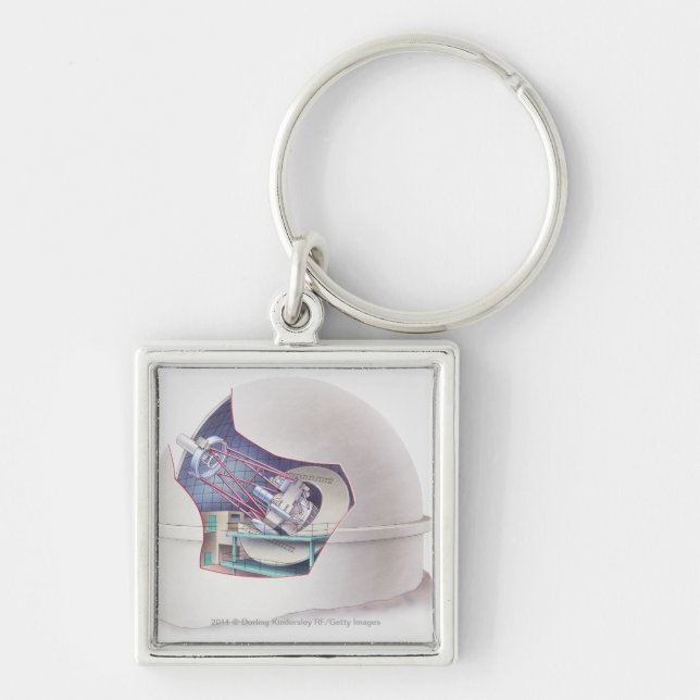Cross section of telescope inside an observatory key ring (Front)
