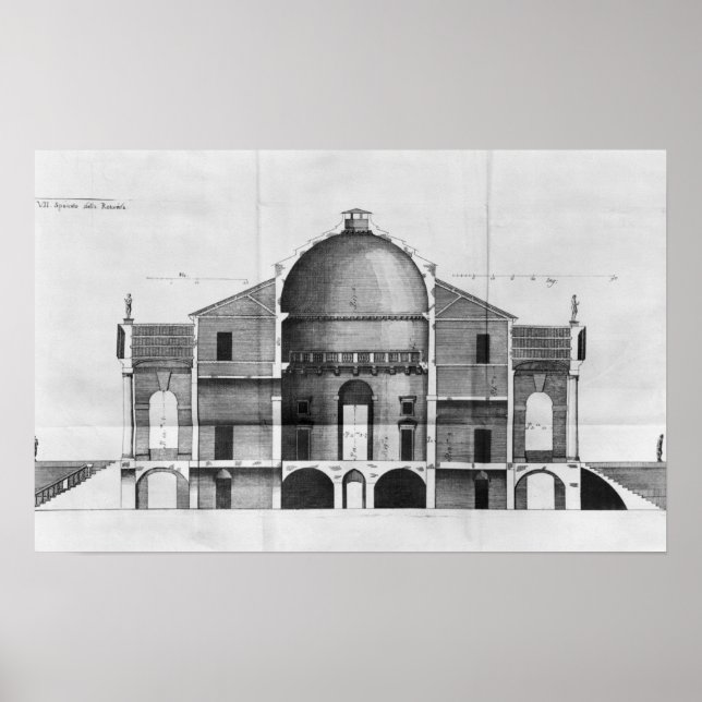 Cross-section of the Villa Rotonda near Poster (Front)