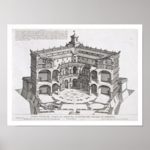 Cross-section of Villa Caprarola, Bagnaia (engravi Poster
