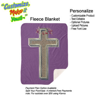 Cross Sherpa Blanket with Purple Background