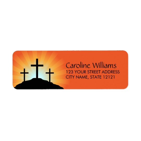 Cross silhouettes against sunrise Christian faith Return Address Label