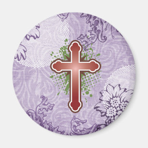 Cross soft knob red solid bg magnet