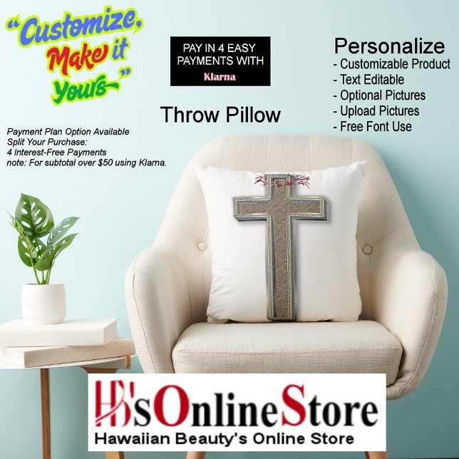 Cross Square Polyester Pillow White Background (Cross Square Polyester Pillow with White Background.)