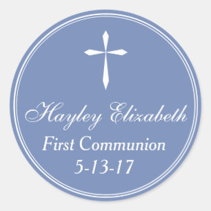 Cross Sticker, Favour Tag Envelope Seal, Blue