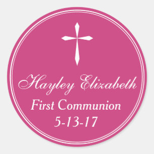 Cross Sticker, Favour Tag Envelope Seal, Pink