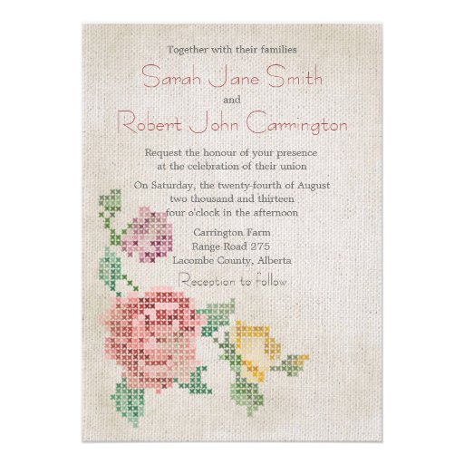 Cross Stitch Wedding Invitations 1