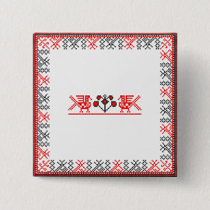 Cross-stitch birds 15 cm square badge