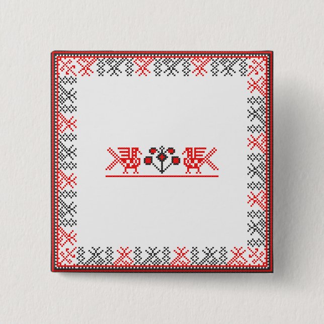 Cross-stitch birds 15 cm square badge (Front)