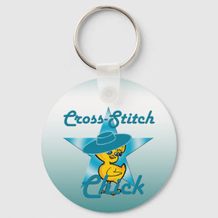 Cross-Stitch Chick #7 Key Ring