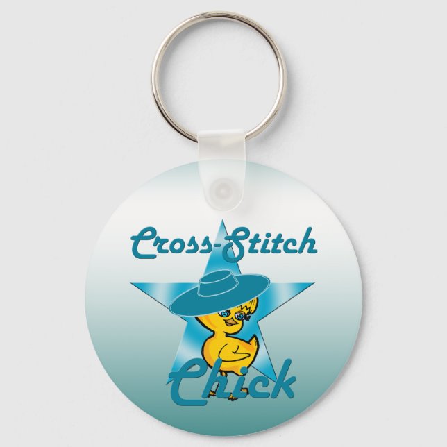 Cross-Stitch Chick #7 Key Ring (Front)