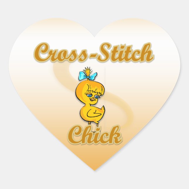 Cross-Stitch Chick Heart Sticker (Front)