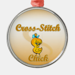 Cross-Stitch Chick Metal Tree Decoration