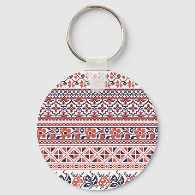 Cross-stitch design Patterns Key Ring (Front)
