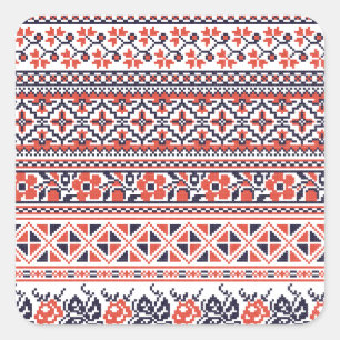 Cross-stitch design Patterns Square Sticker
