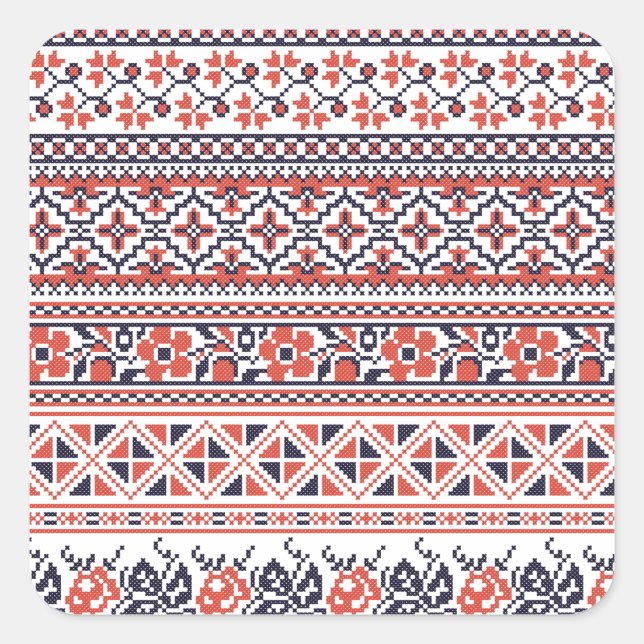 Cross-stitch design Patterns Square Sticker (Front)