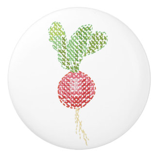 cross-stitch Embroidery radish Ceramic Knob