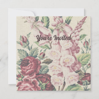 Cross Stitch Flowers  Invitation