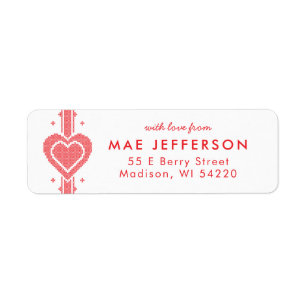 Cross Stitch Heart Return Address Label