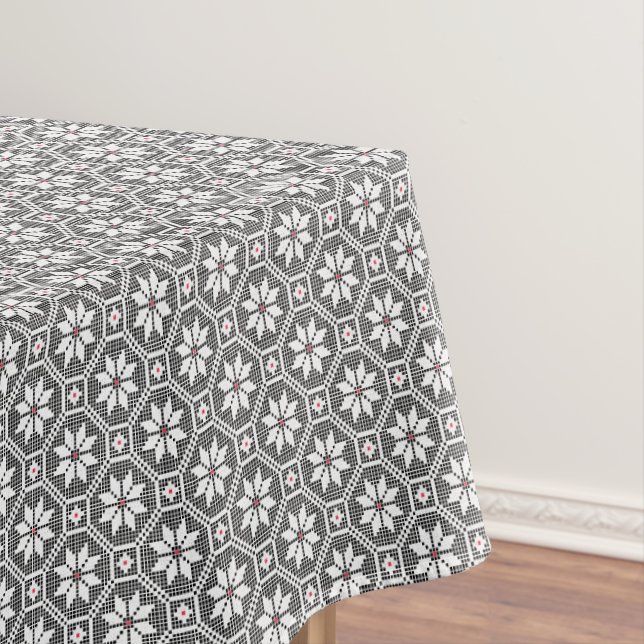 Cross-stitch lace on CUSTOMIZE black background Tablecloth (In Situ)