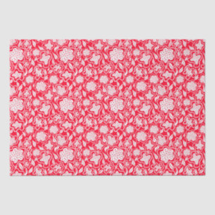  Cross Stitch Look Red White Floral Design Tissue Paper