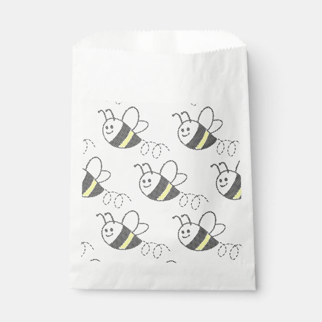 Cross Stitch Pattern Print Cute Bee Baby Shower Favour Bags (Front)