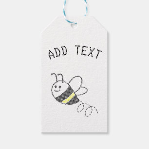 Cross Stitch Pattern Print Cute Bee Baby Shower Gift Tags