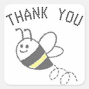 Cross Stitch Pattern Print Cute Bee Baby Shower Square Sticker