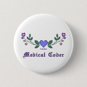 Cross Stitch Print Medical Coder 6 Cm Round Badge