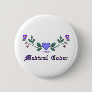 Cross Stitch Print Medical Coder 6 Cm Round Badge